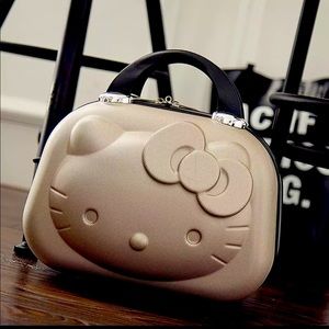 Hello Kitty Makeup Travel Bag Kawaii Sanrio Train Case Minimalist Cute Purse NEW